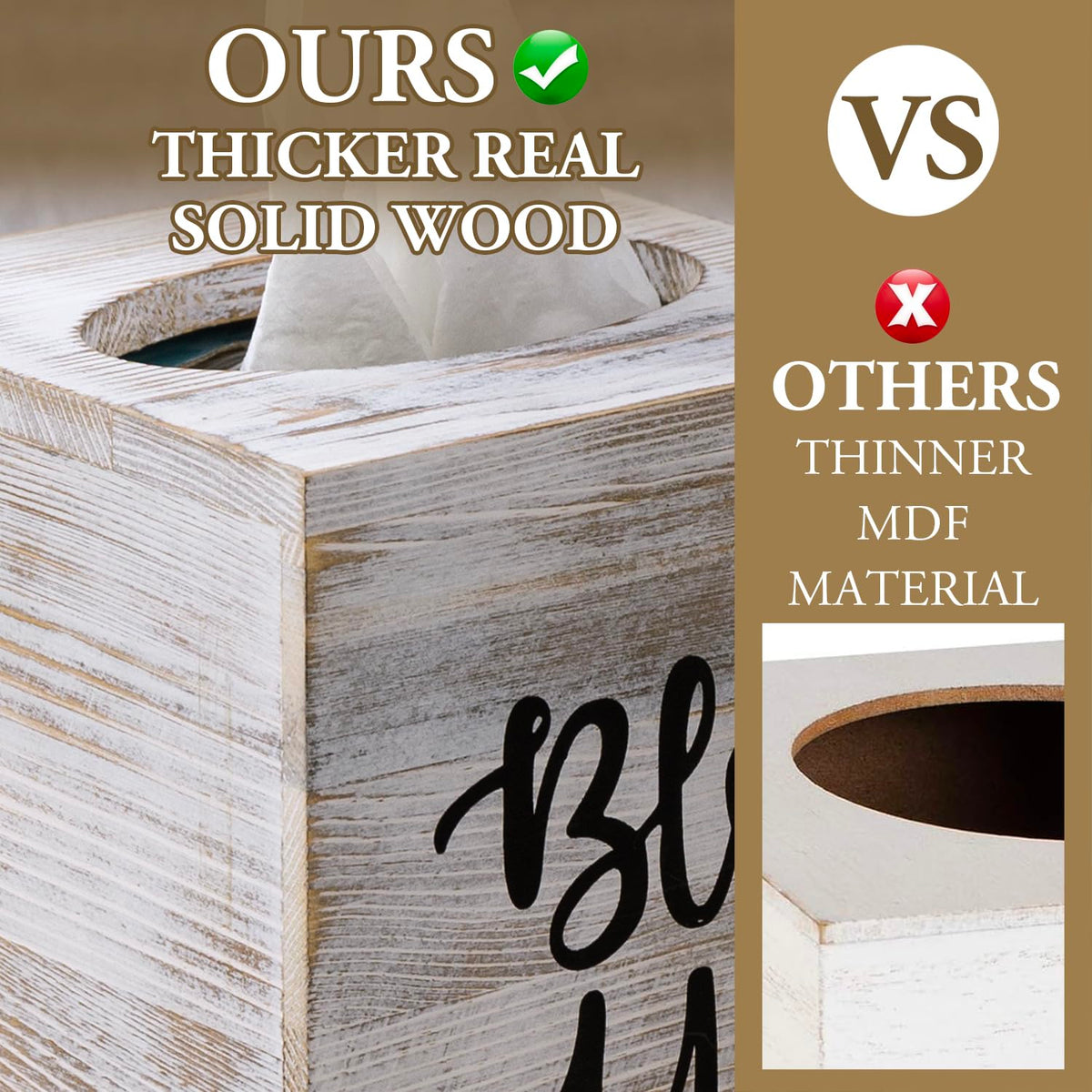 MyGift Bless You design tissue box holder adds decorative flair to any room.