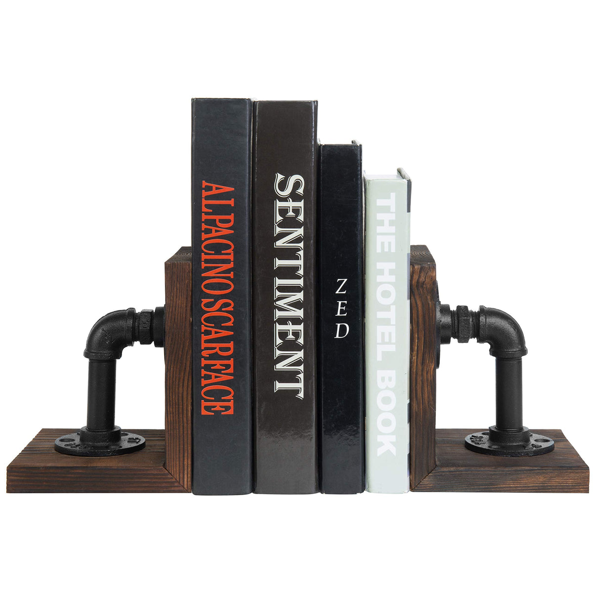 MyGift book ends measure 6 inches high, 4.9 inches wide and deep.