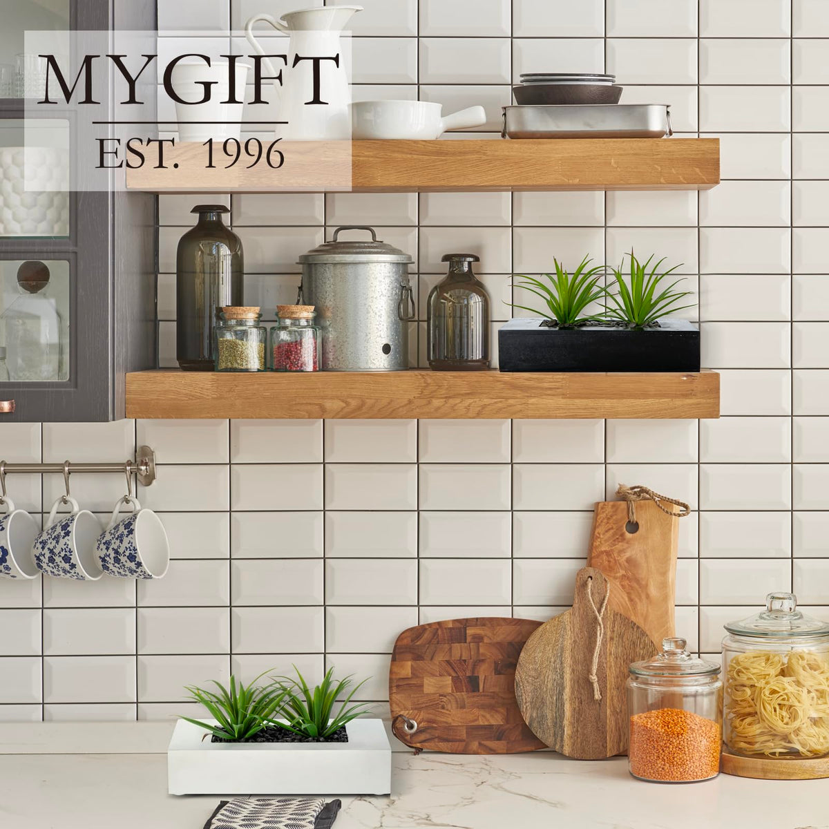 MyGift faux grass in a pebbled planter ideal for windowsill display