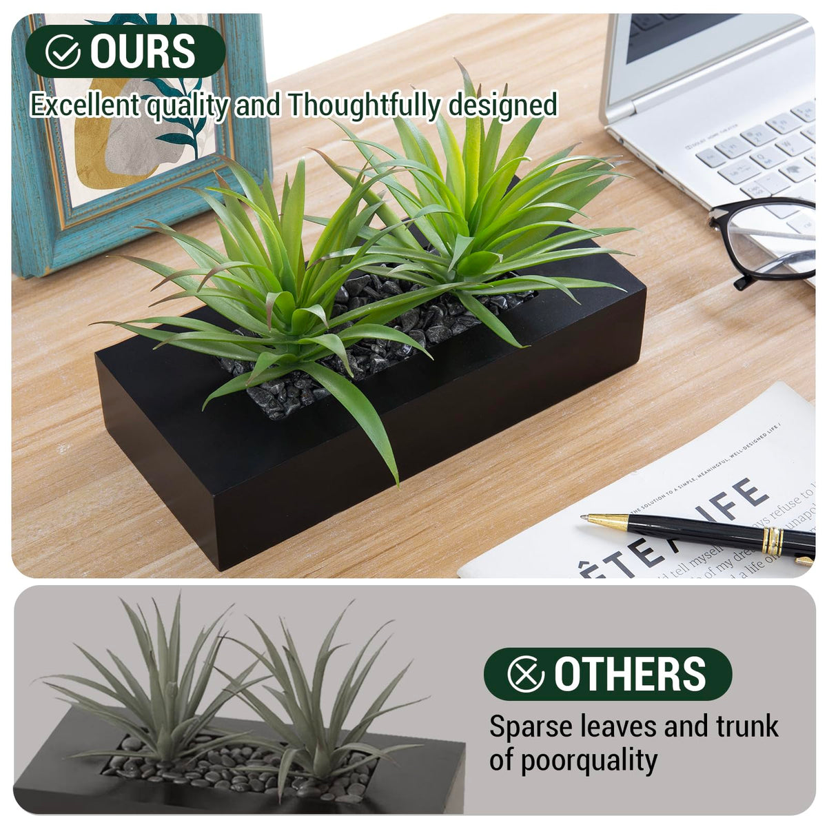 MyGift realistic faux greenery without maintenance for busy spaces