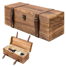 MyGift wooden wine gift box front view for elegant gifting and display