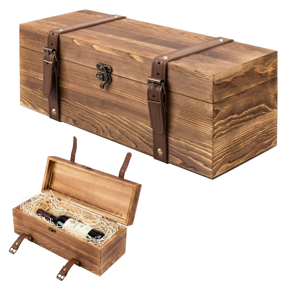 MyGift wooden wine gift box front view for elegant gifting and display