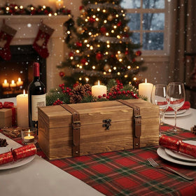 MyGift wooden wine gift box with locking latch ensures bottle protection on trips