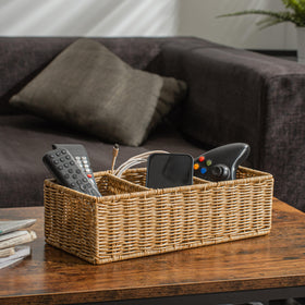 myHomeBody wicker basket with resin wicker texture for durable storage.
