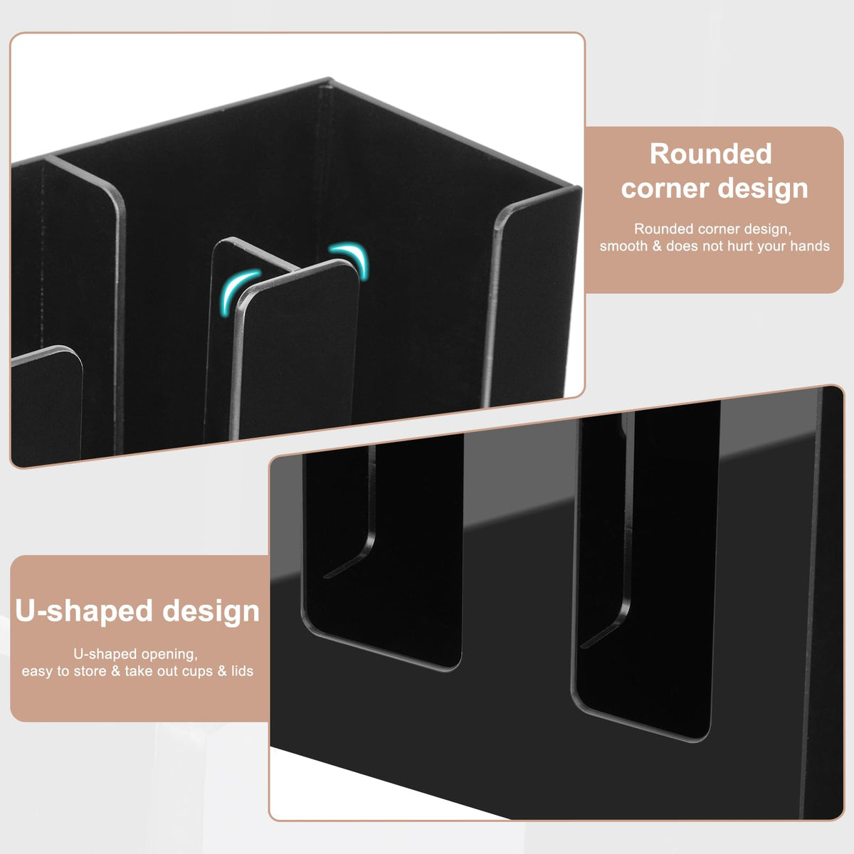 MYITYARD acrylic cup dispenser, side angle highlights durable, scratch-free construction for daily use.
