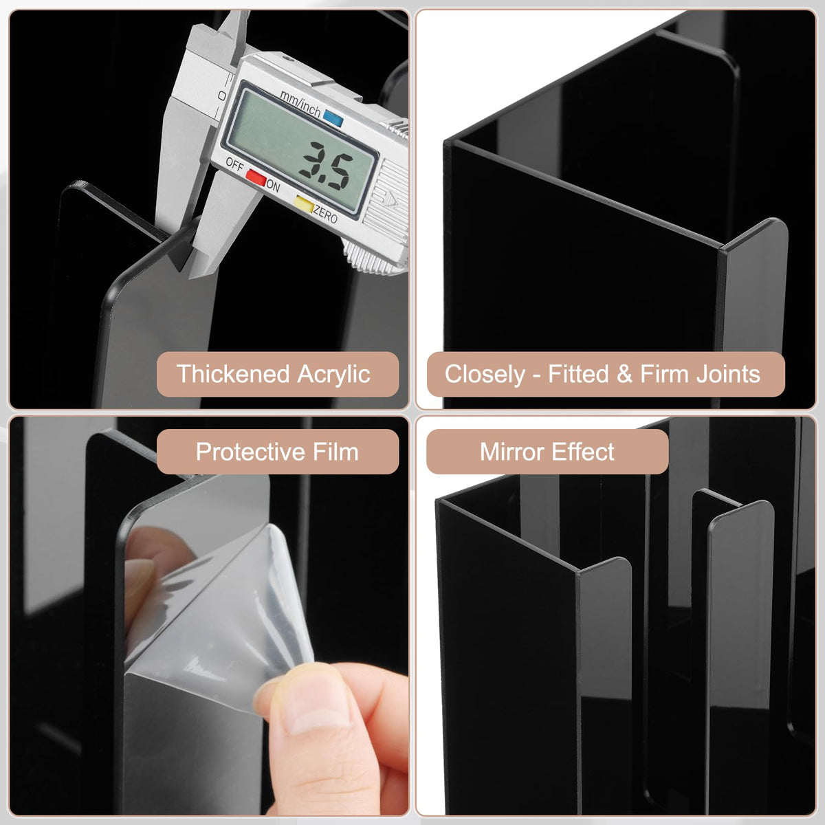 MYITYARD two-compartment organizer, front view illustrates separate storage for cups and lids.