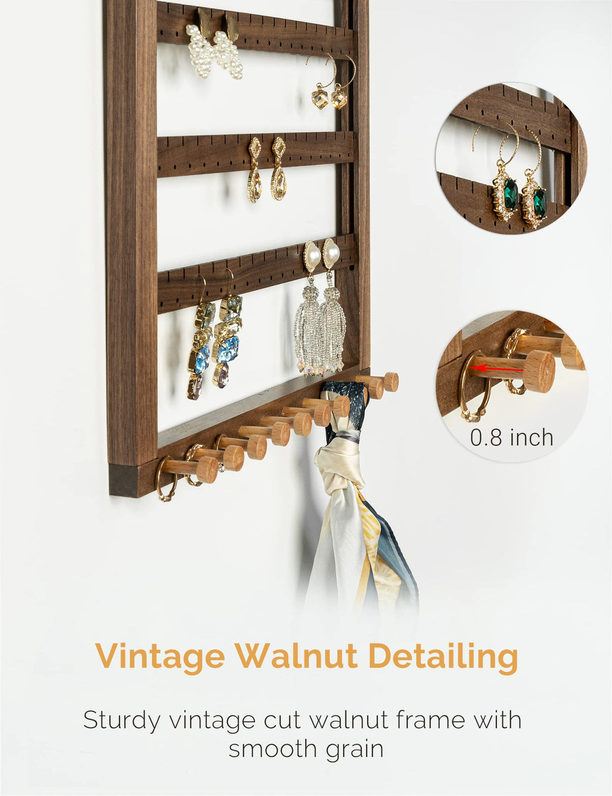 Mymazn adjustable spacing accommodates both long and short earrings.