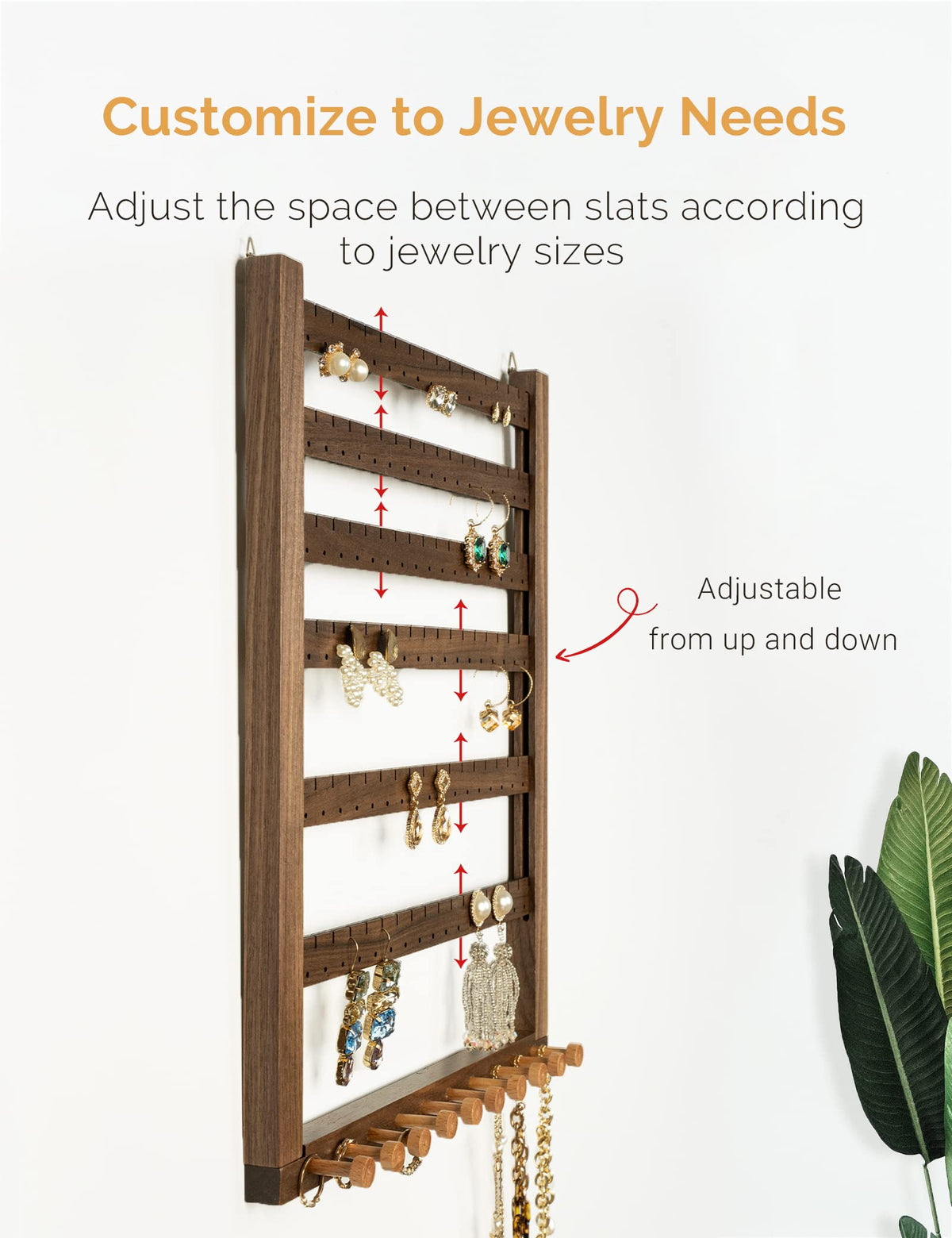 Mymazn vintage frame-style back with walnut grain adds decor-friendly storage.