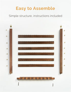 Mymazn walnut slat detail shows 17 holes and 16 slots for earrings.