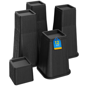 MYMULIKE bed risers 12inch complete setup enhances bed height for under-bed storage