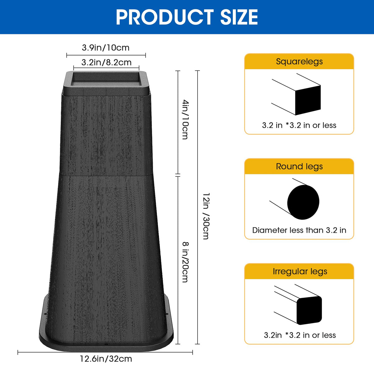 MYMULIKE bed risers 8inch stackable option boosts height for ergonomic seating