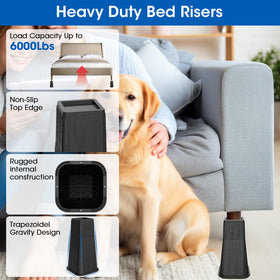 MYMULIKE risers feature anti-slip pads for secure furniture placement