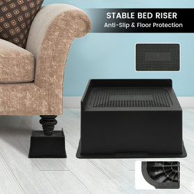 MYMULIKE bed risers anti-slip top and rubber bottom protect floors