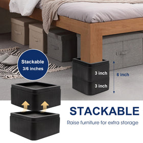 MYMULIKE risers create extra storage space under furniture.