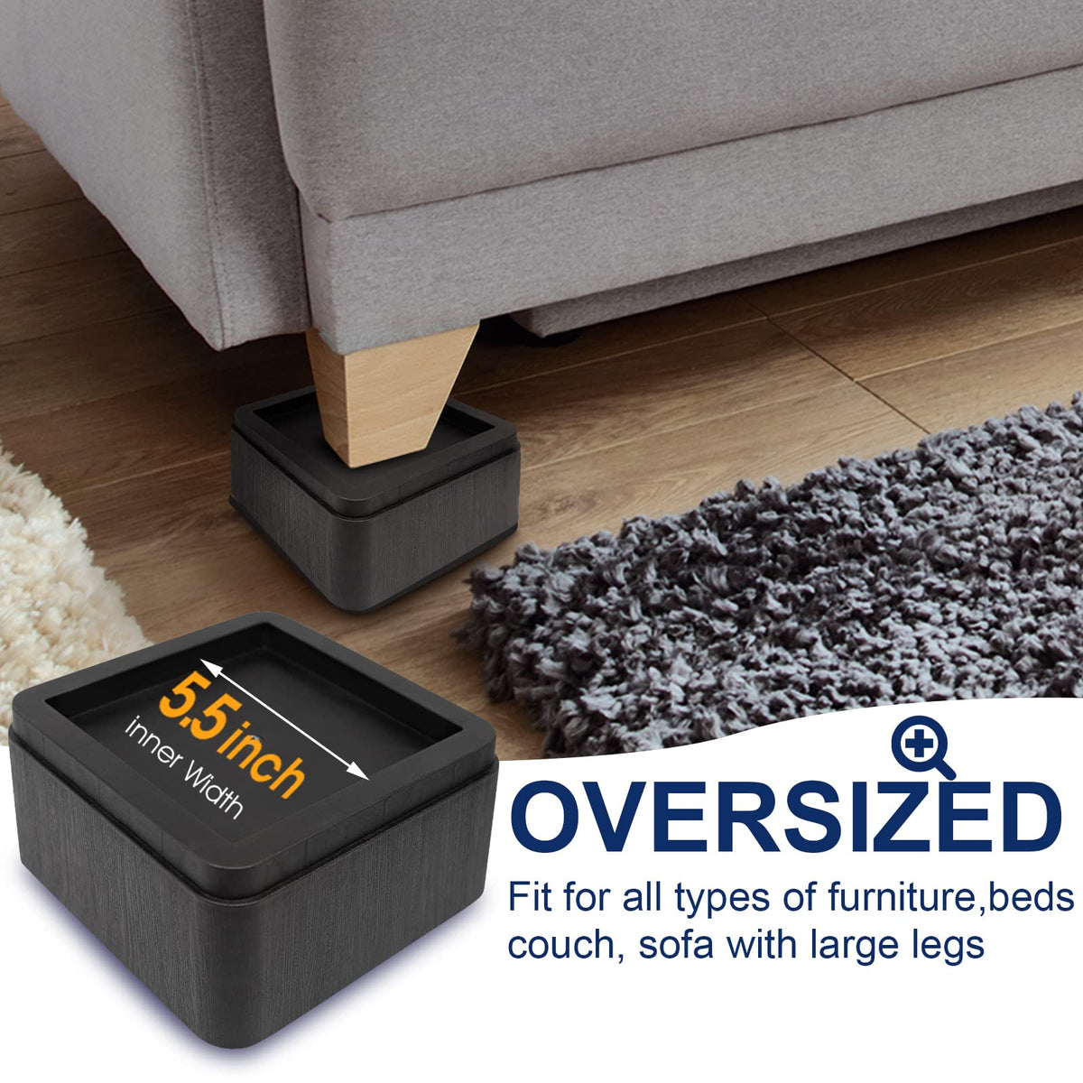 MYMULIKE heavy-duty risers support up to 6000 lbs per leg.