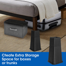 MYMULIKE bed risers with stable base prevent wobble on uneven floors