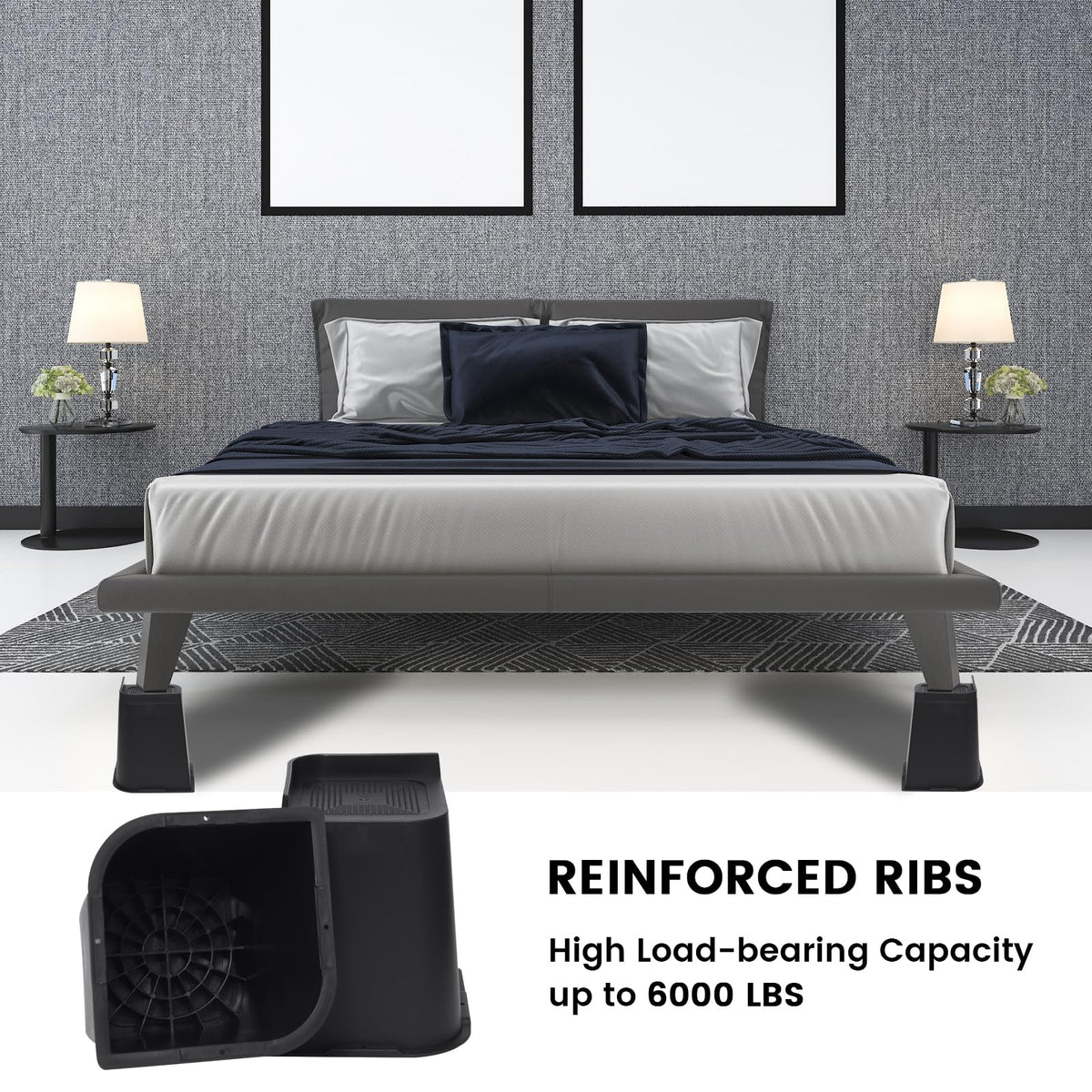 MYMULIKE heavy-duty risers support up to 6000 lbs.
