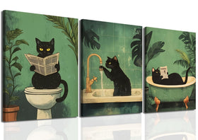 Mynotix funny bathroom cat in bathtub wall art adds whimsy to bathrooms.