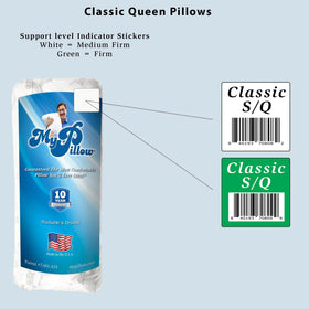 MyPillow queen-size pillow image demonstrates ideal fit for queen beds