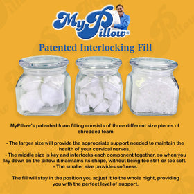 MyPillow Classic stack demonstrates adaptable loft for different sleep positions.