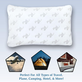 MyPillow Go Anywhere pillow in a travel setting for portable support