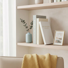 Myrthyn decorative books on shelf or mantel add color and texture