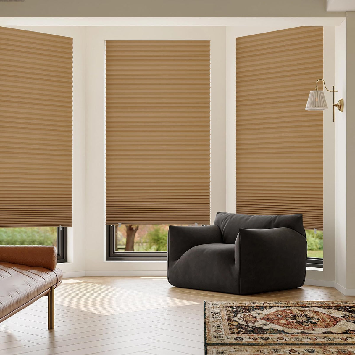 MYshade adhesive installation for paper blinds without tools.