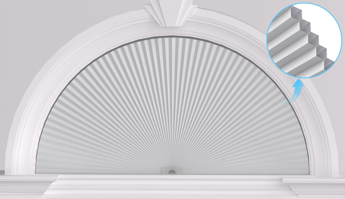 MYshade arch window shade blocks light for half-circle panes.