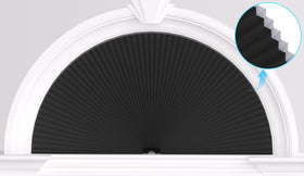 MYshade arch window shade with blackout honeycomb for enhanced privacy.