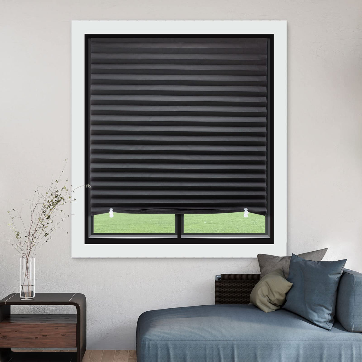 MYshade cut-to-fit demonstration aligning shade to window frame
