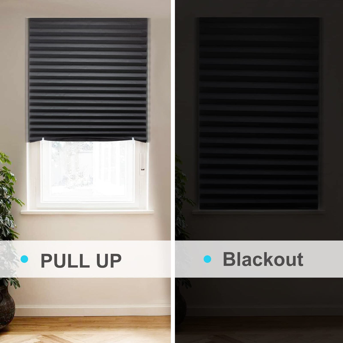 MYshade cords-free design with clips for easy raising