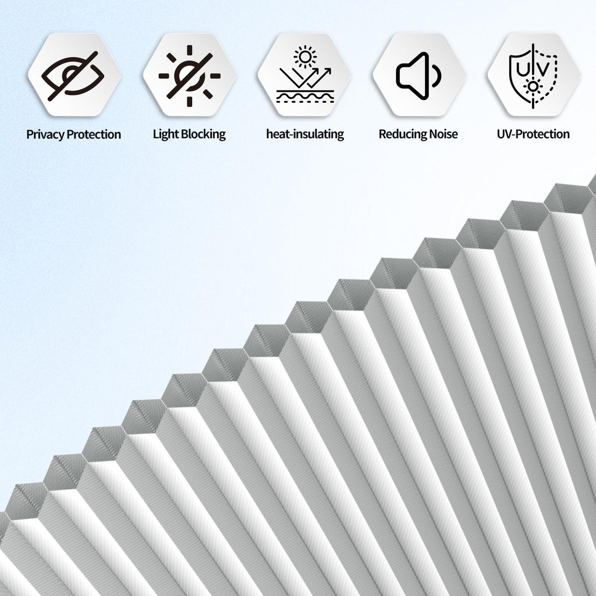 MYshade white arch honeycomb shade with tape for simple mounting