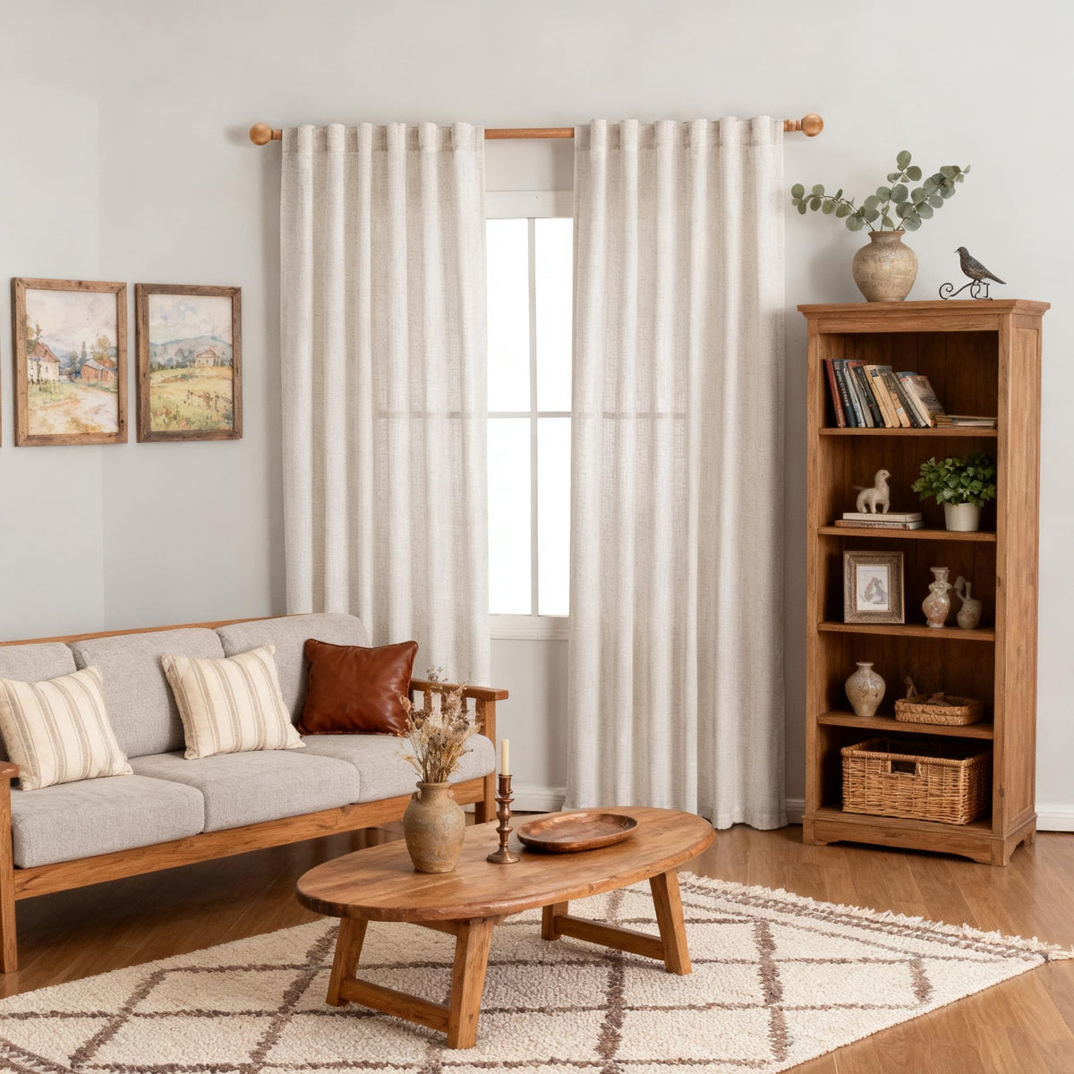 Back tab curtain detail with textured weave for a premium look