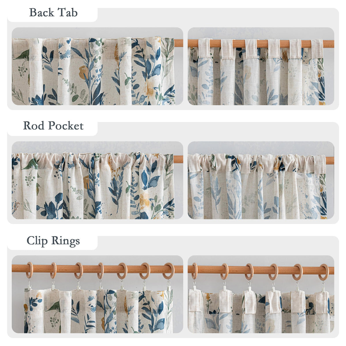 MYSKY HOME back tab and rod pocket hanging options for flexible styling.