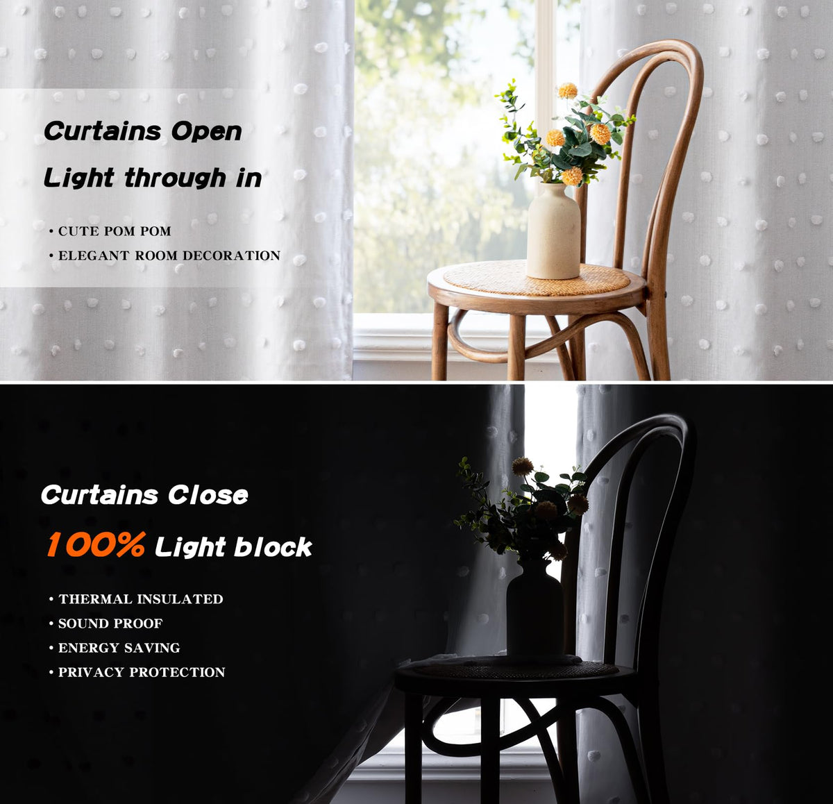 MYSKY HOME 100% blackout lining close-up highlighting insulation benefits