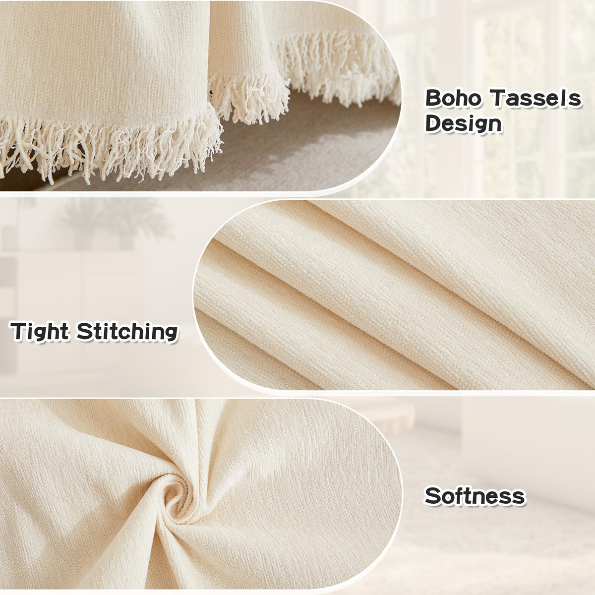 MYSKY HOME couch cover highlights anti-slip backing for secure fit on sectional.