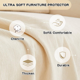 Pet-friendly protection with MYSKY HOME slipcover on sofa against hair and messes.