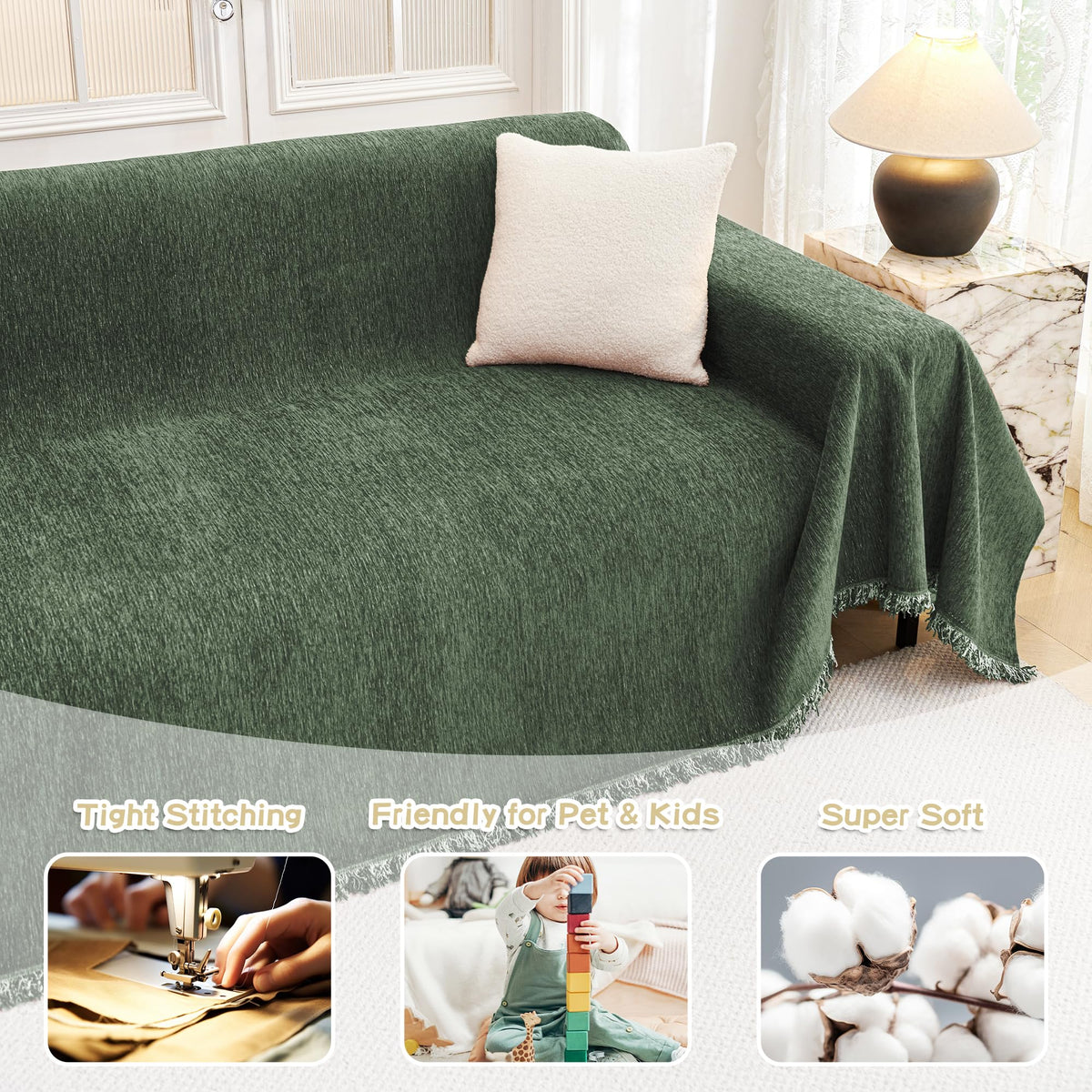 Soft touch of MYSKY HOME chenille fabric on seating