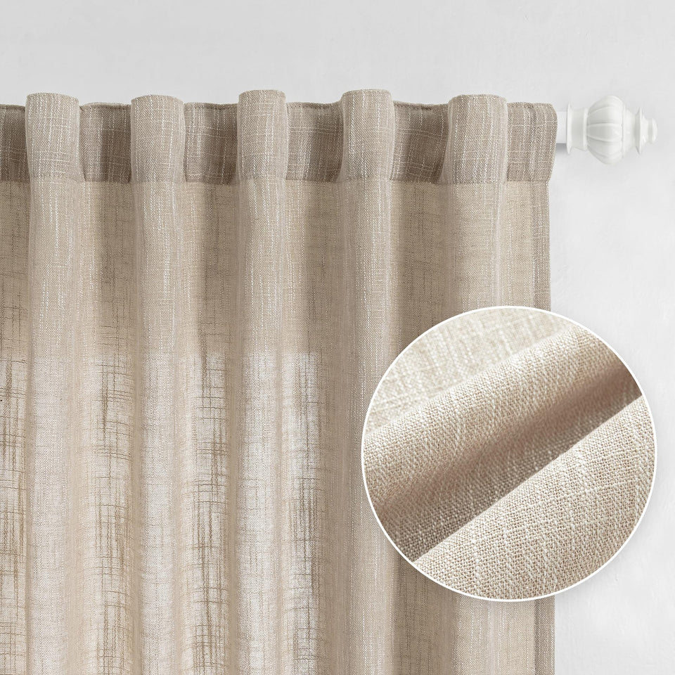 MYSKY HOME cotton curtains with woven texture for a soft, stylish living room look