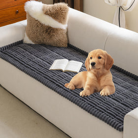 MYSKY HOME couch cover for 3-cushion sofa in dark grey protects furniture with soft fabric.