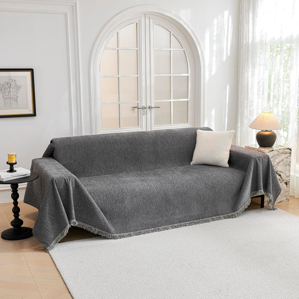 MYSKY HOME couch cover on a 3-cushion sofa, protects and refreshes living spaces.