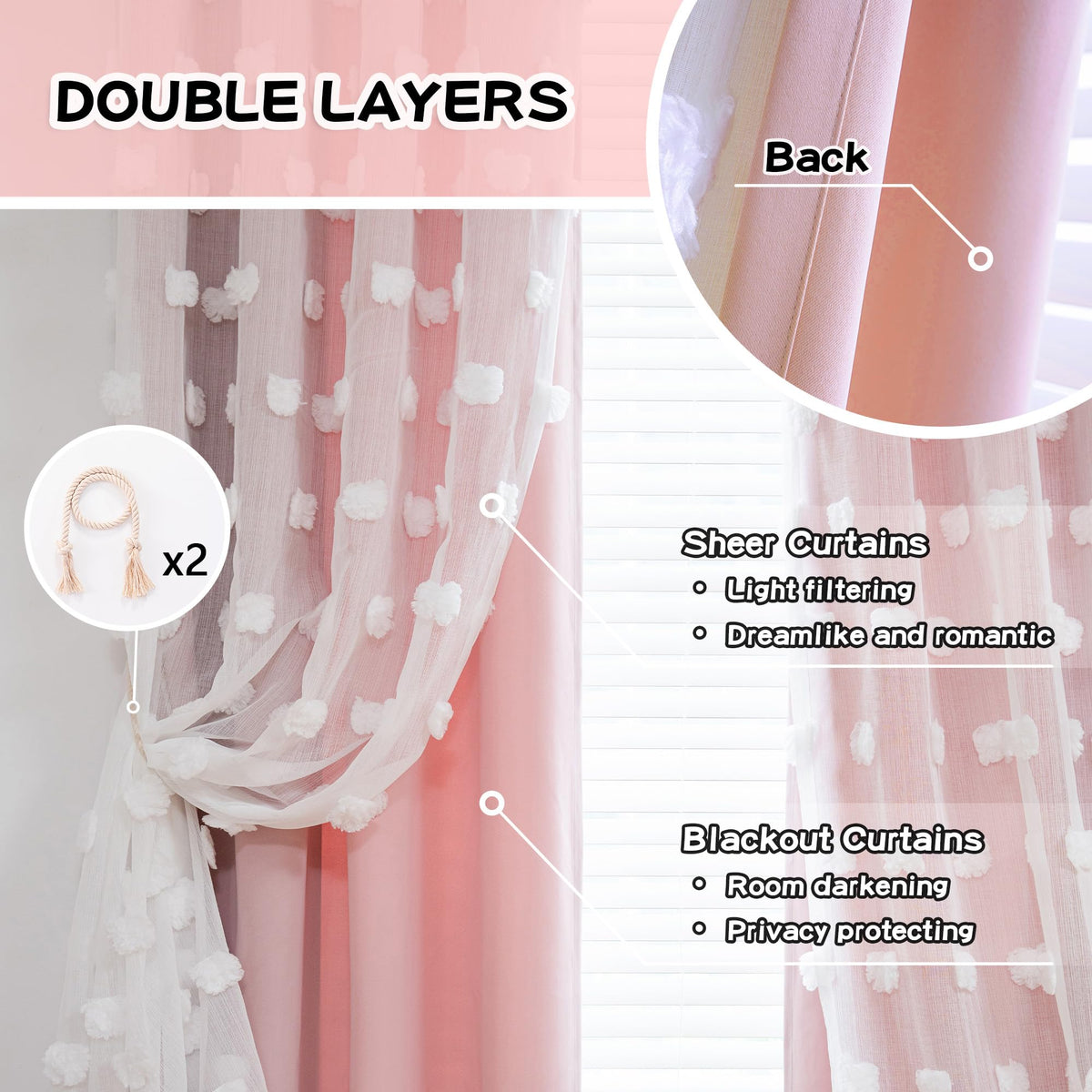 MYSKY HOME blackout drapes block daylight while keeping a chic look.