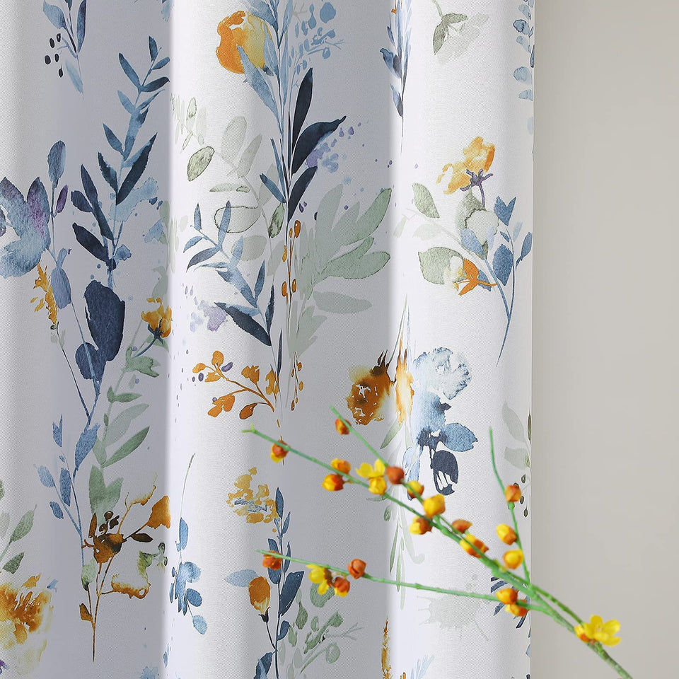 MYSKY HOME floral blackout curtains packaging showing two panels for privacy