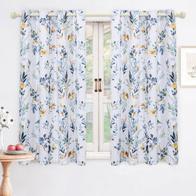 MYSKY HOME floral blackout curtains pattern closeup on a greyish white background