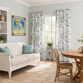 MYSKY HOME cozy bedroom window idea with sheer floral panels.
