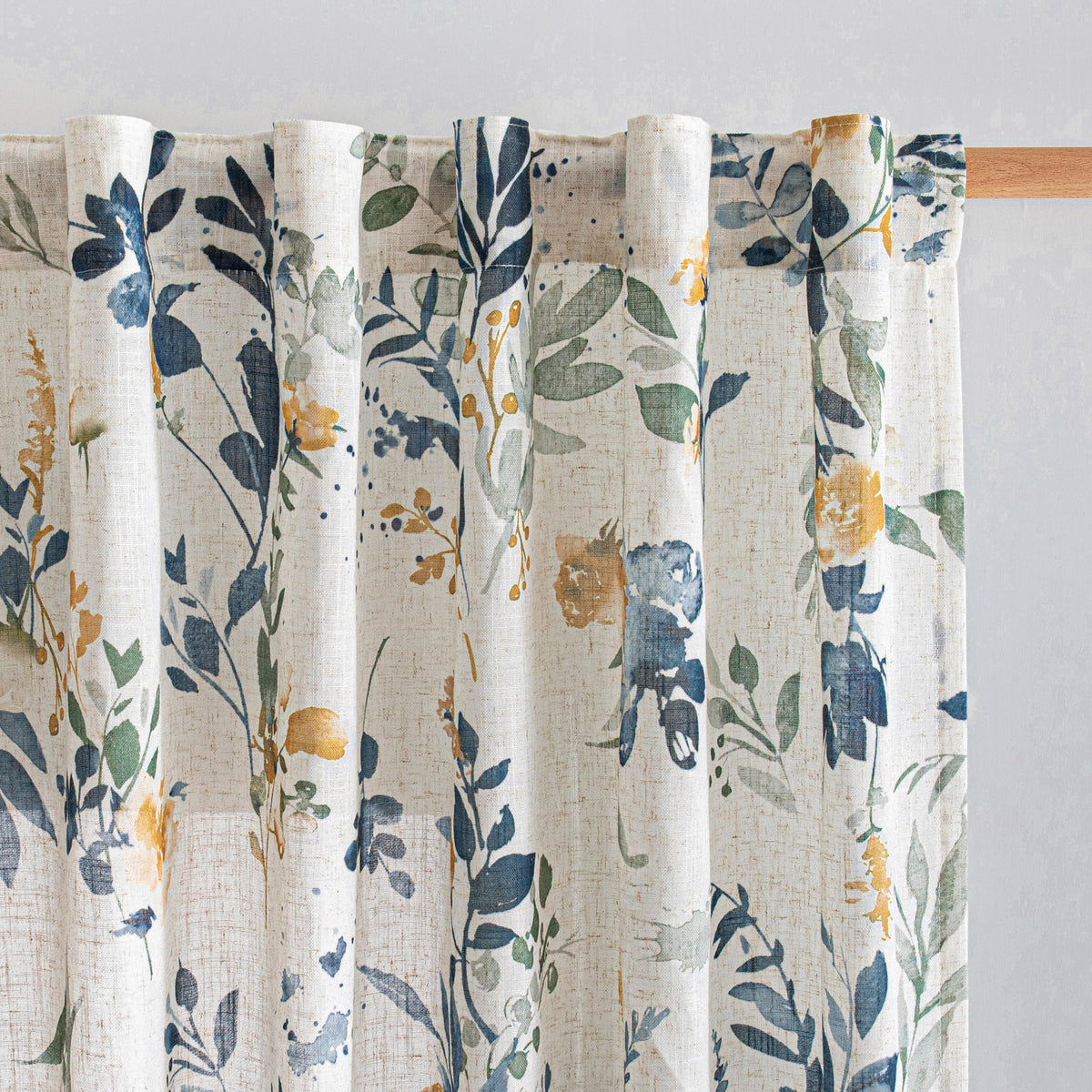 MYSKY HOME floral linen curtains, 84-inch two-panel set, soft drape and privacy.