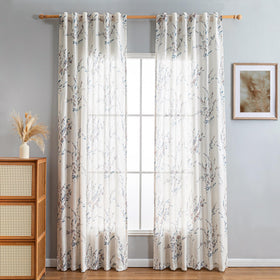 MYSKY HOME floral pattern on natural textured fabric enhances warm farmhouse decor.
