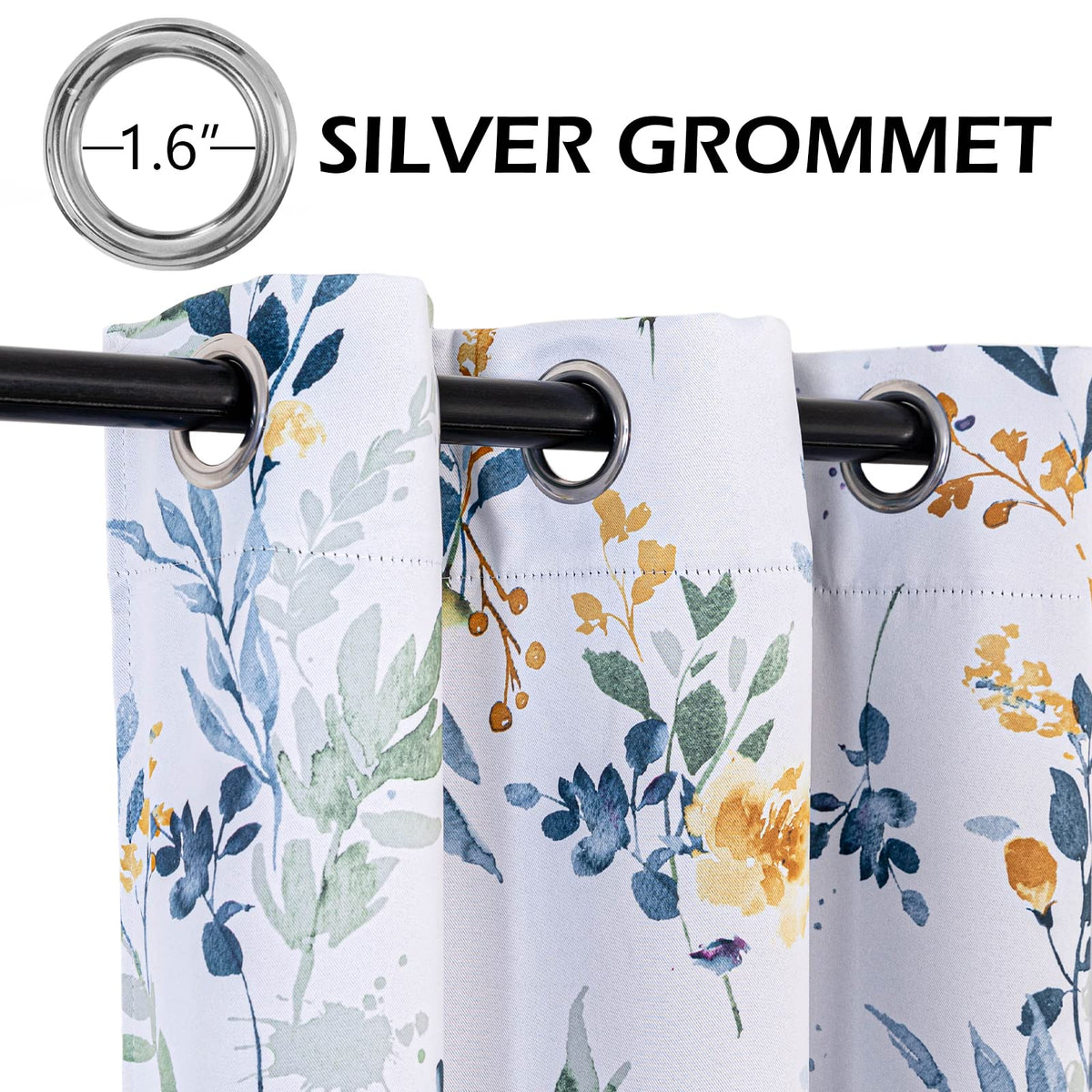 MYSKY HOME grommet curtains assembly demonstrates easy hanging with standard rods.