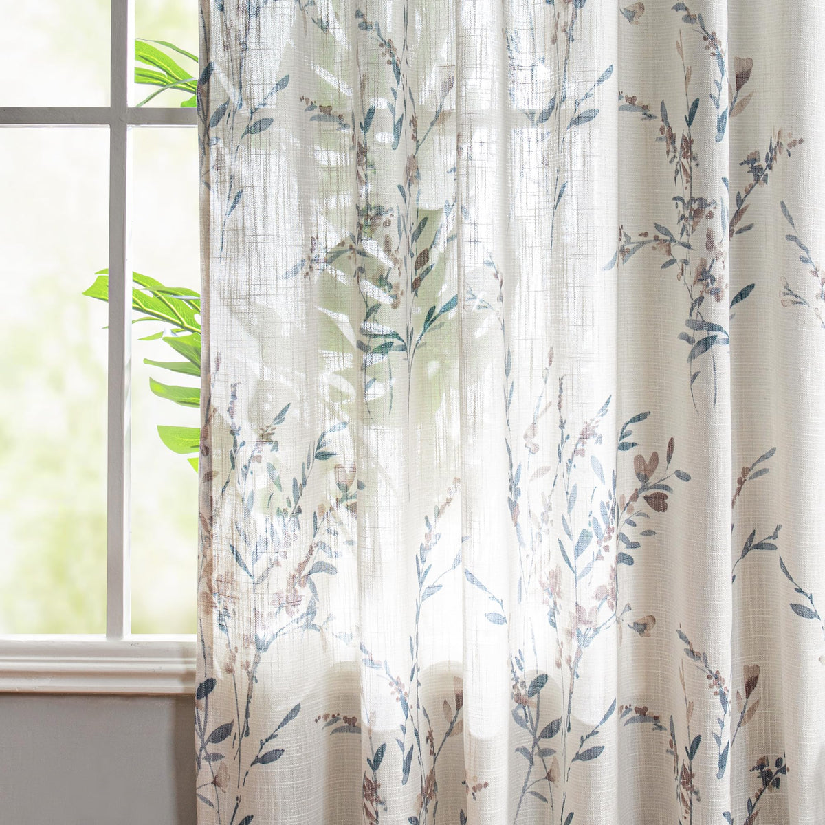 MYSKY HOME linen blend fabric close-up shows soft feel and wrinkle resistance.