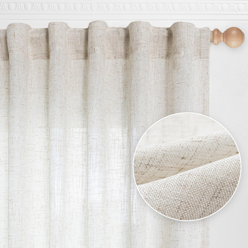 MYSKY HOME linen curtains close-up texture for elegant farmhouse look